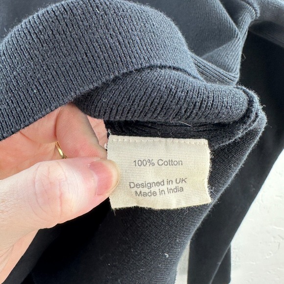 Elina Casell Sweater Womens Medium Black 100% Cotton Buttoned Long Sleeve - Picture 6 of 7